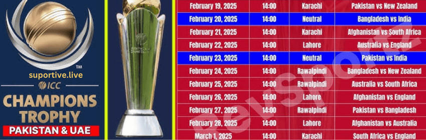 ICC Champions Trophy 2025 Schedule